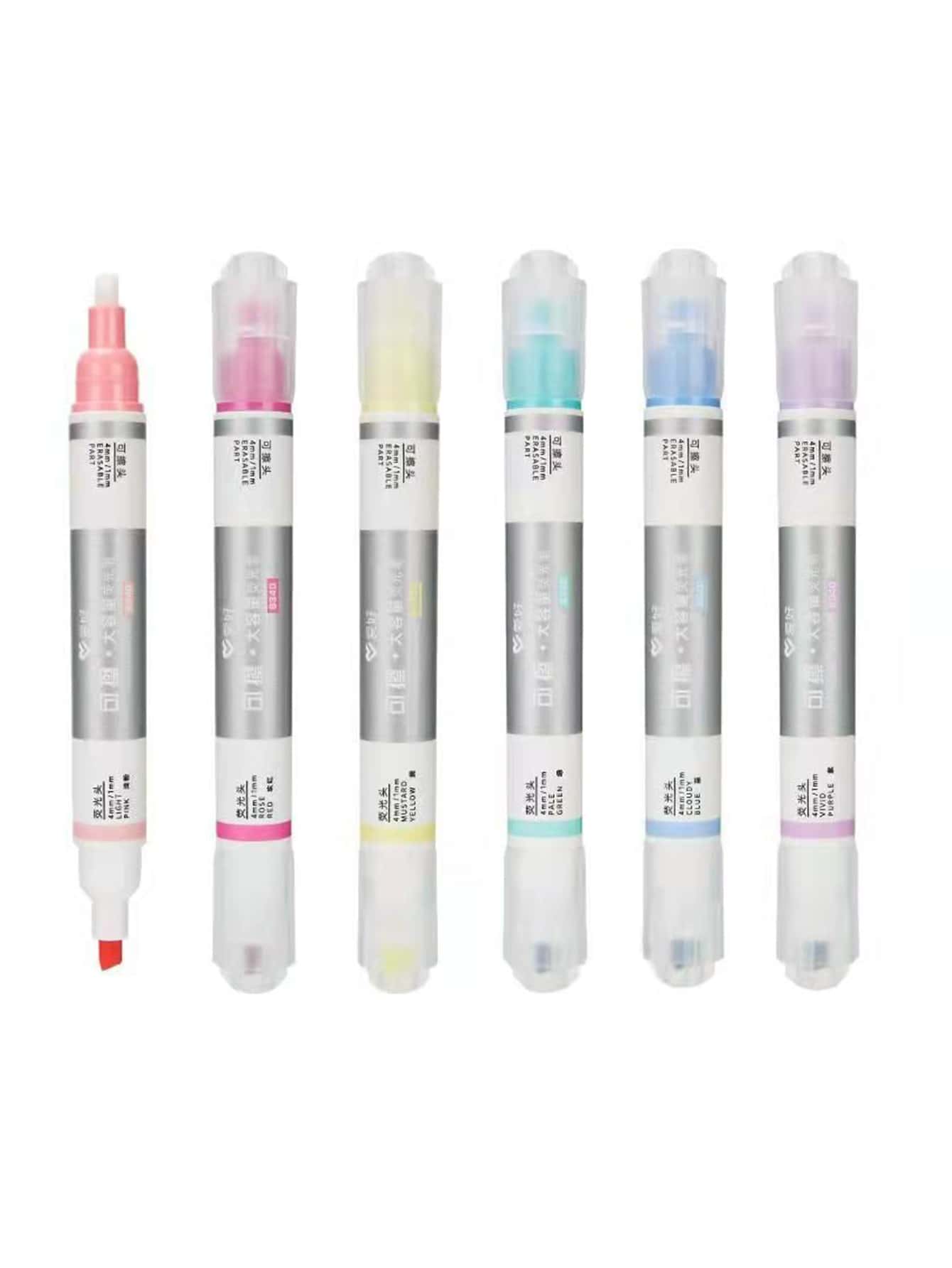 2pcs Random Color Double-end Erasable Highlighter - Multicolor - View 1