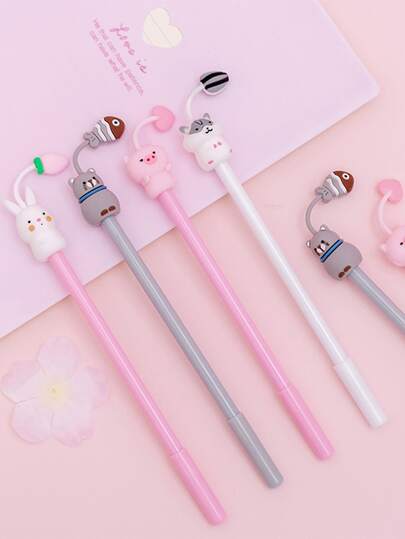 1入組卡通動物裝飾隨機中性筆