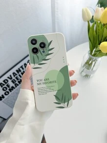 Vỏ điện thoại hình lá và văn bản - Màu be - Xem 1