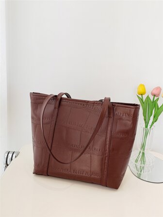 鱷魚壓紋單肩托特包