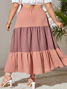 Falda de talle alto de dos tonos bajo con fruncido - Multicolor - Ver 2