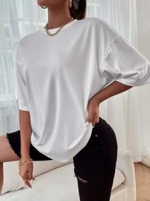 SHEIN Unity Dinosaur & Slogan Graphic Drop Shoulder Tee - White - View 3