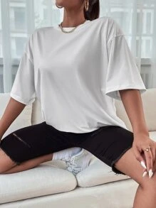 SHEIN Unity Dinosaur & Slogan Graphic Drop Shoulder Tee - White - View 5