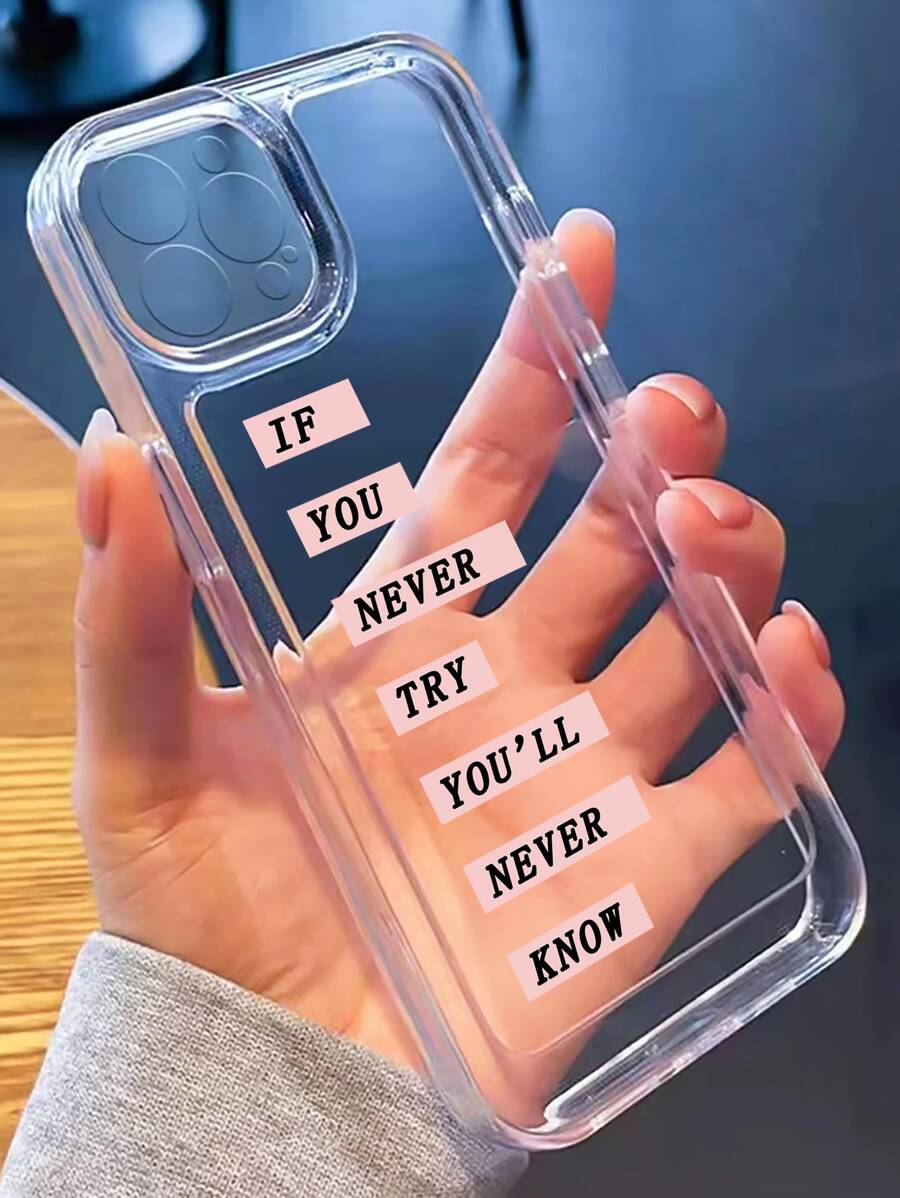 Slogan Graphic Clear Phone Case SHEIN ASIA
