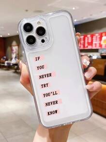 标语图案透明手机壳，国际版，非国内版 - 無色 - 查看 2