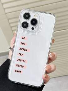 标语图案透明手机壳，国际版，非国内版 - 無色 - 查看 3