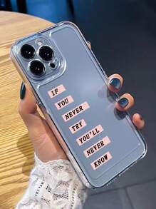 标语图案透明手机壳，国际版，非国内版 - 無色 - 查看 5