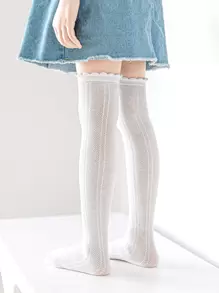2入組女孩網紗蚊帳襪薄款過膝直筒襪