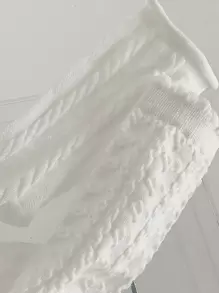 3 pares Calcetines de tripulación tejido de cable - Blanco - Ver 2