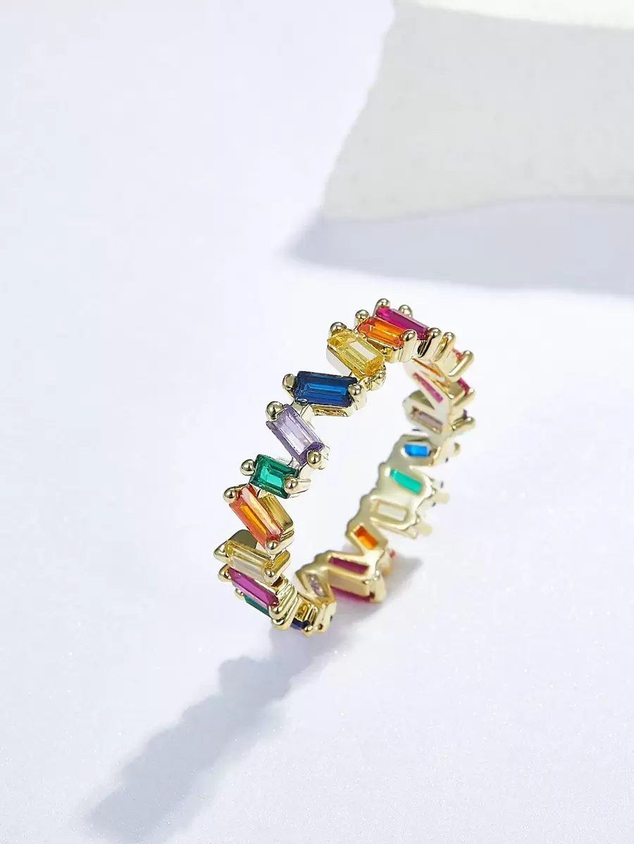 THINTIME Rhinestone Decor Ring - Multicolor - View 1