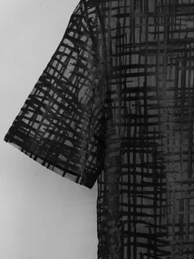 Manfinity Hombres Camiseta de cuadros de malla - Negro - Ver 4