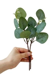 2 chiếc lá bạch đàn nhân tạo, thân cây xanh phủ sương giá cho bình hoa trang trí tiệc cưới ngoài trời DIY trang trí tường hoa, cây giả, đồ trang trí mùa thu, phòng, bàn làm việc, đồ trang trí sân vườn, đồ trang trí phòng, ngày lễ tình nhân, quà tặng - màu xanh lá - Xem 2