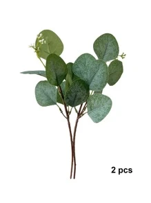 2 chiếc lá bạch đàn nhân tạo, thân cây xanh phủ sương giá cho bình hoa trang trí tiệc cưới ngoài trời DIY trang trí tường hoa, cây giả, đồ trang trí mùa thu, phòng, bàn làm việc, đồ trang trí sân vườn, đồ trang trí phòng, ngày lễ tình nhân, quà tặng - màu xanh lá - Xem 3