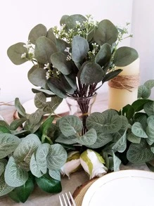 2 chiếc lá bạch đàn nhân tạo, thân cây xanh phủ sương giá cho bình hoa trang trí tiệc cưới ngoài trời DIY trang trí tường hoa, cây giả, đồ trang trí mùa thu, phòng, bàn làm việc, đồ trang trí sân vườn, đồ trang trí phòng, ngày lễ tình nhân, quà tặng - màu xanh lá - Xem 4