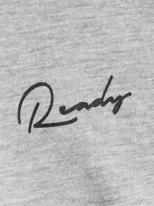 SHEIN Toddler Boys Letter Graphic Kangaroo Pocket Hooded Tee - Light Grey - View 4