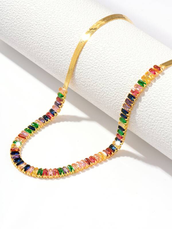 Cubic Zirconia Decor Necklace