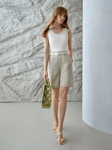 MOTF PREMIUM Shorts bermuda lino - Beis - Ver 8