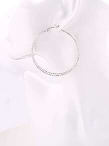 紋理質感金屬多層圓耳環 - 銀色 - 查看 2