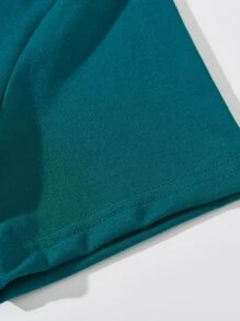 SHEIN Tween Girl Street Fashion Sunflower Butterfly Pattern Letter Print Basic Round Neck Short Sleeve T-Shirt Summer Holiday - Teal Blue - View 5