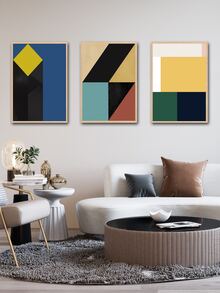 3pcs/set Geometric Pattern Unframed Painting, Modern Polyester Wall Art Painting For Home Wall Decor - Multicolor - View 1