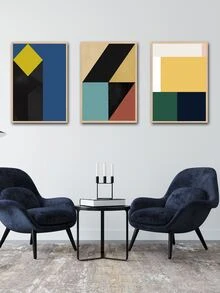 3pcs/set Geometric Pattern Unframed Painting, Modern Polyester Wall Art Painting For Home Wall Decor - Multicolor - View 2