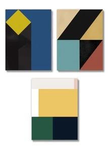 3pcs/set Geometric Pattern Unframed Painting, Modern Polyester Wall Art Painting For Home Wall Decor - Multicolor - View 4