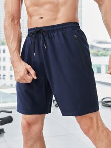 Manfinity Sport Corelite Boyfriend Style Men Letter Graphic Zipper Pocket Sports Stretchy Shorts Gym Shorts Breathable Lightweight Cool Reflective Running Muscle Slim Fit For Training Running Shorts