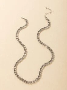 極簡風格鏈條樣式項鍊 - 銀色 - 查看 5
