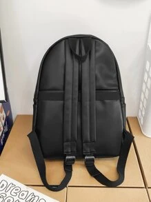 Zip Front Functional Backpack With Random Colour Lining - Black - View 4
