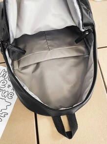 Zip Front Functional Backpack With Random Colour Lining - Black - View 5