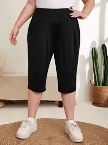 Pantalones capris con bolsillo oblicuo - Negro - Ver 3