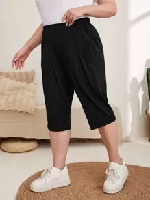 Pantalones capris con bolsillo oblicuo - Negro - Ver 4
