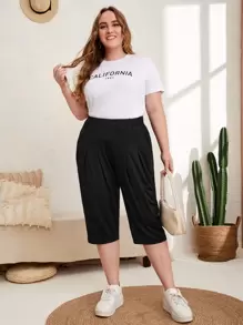 Pantalones capris con bolsillo oblicuo - Negro - Ver 5