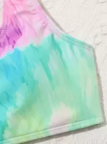 SHEIN Tween Girl 3packs Random Tie Dye Drawstring Waist Bikini Set Summer Beach - Multicolor - View 3