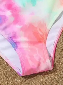 SHEIN Tween Girl 3packs Random Tie Dye Drawstring Waist Bikini Set Summer Beach - Multicolor - View 5