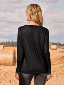 EMERY ROSE Áo thun nữ Hoa Giải trí - màu đen - Xem 2