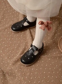 Girls Hollow Out Mary Jane Flats - Black - View 3