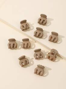 10pcs Solid Hair Claw - Brown - View 1