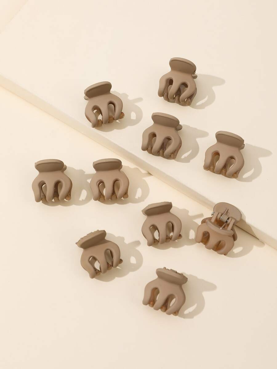 10pcs Solid Hair Claw - Brown - View 1