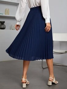 SHEIN Privé High Waist Solid Pleated Skirt