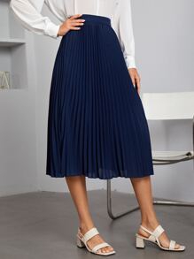 SHEIN Privé High Waist Solid Pleated Skirt