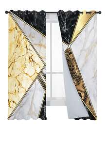 2 piezas Cortina con patrón de mármol - Multicolor - Ver 5