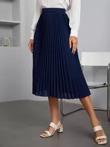 SHEIN Privé High Waist Solid Pleated Skirt