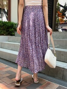 DAZY High Waist Ditsy Floral Skirt - Purple - View 2