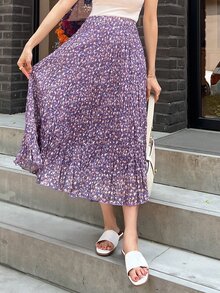DAZY High Waist Ditsy Floral Skirt - Purple - View 3