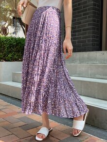 DAZY High Waist Ditsy Floral Skirt - Purple - View 7
