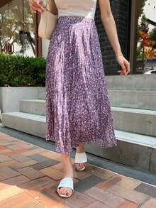 DAZY High Waist Ditsy Floral Skirt - Purple - View 8