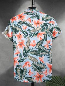 Manfinity RSRT Men Tropical Print Shirt Without Tee , Short Sleeve Button Up Graphic Floral Colorful Shirt , Beach Family Matching - Multicolor - View 2