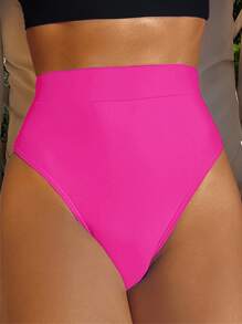 SHEIN Swim High Waisted Bikini Panty,Summer Beach