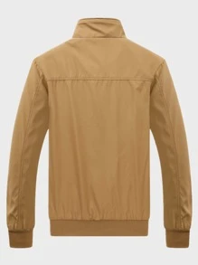 Calvornis Men's Long Sleeve Loose Zip Pocket Outdoor Windbreaker Jacket, Old Money Style , Fall - Khaki - View 2